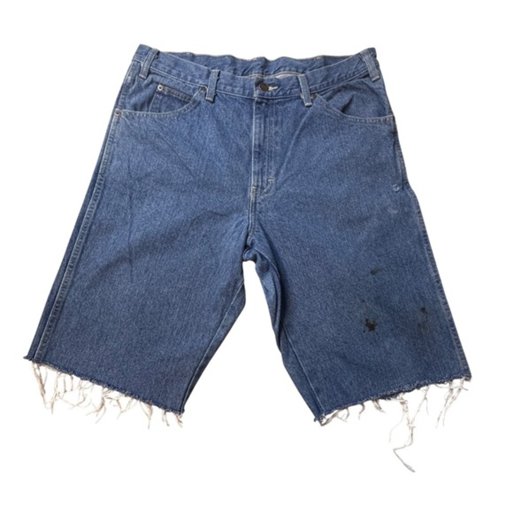 Dickies Shorts‎ Mens 34 Blue Denim Cutoff Raw Hem Workwear 13293SNB Stained